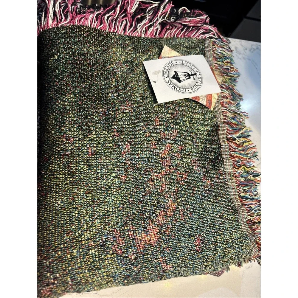 Thomas Kinkade Tapestry Throw Blanket Proverbs 3:5-6 Floral Landscape NWT